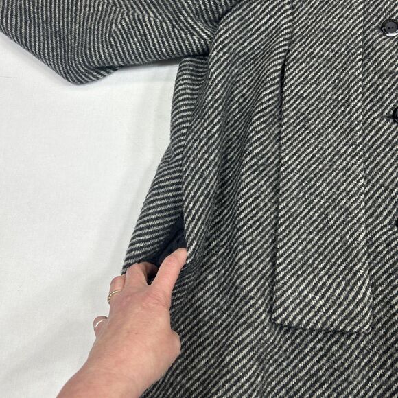 Vintage Bromleigh Coat ILGWU Union Made Gray Stripe Scarf Pure Wool Small/Medium - Picture 6 of 16